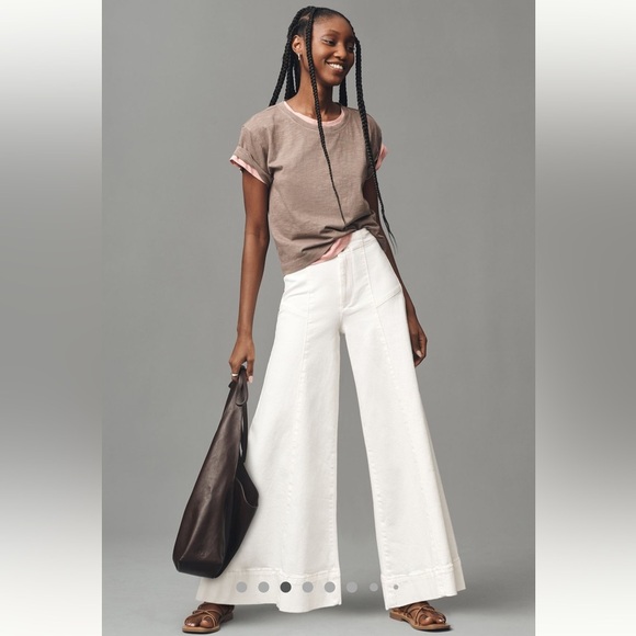 Anthropologie NWT Pilcro Corset Mid-Rise A-Line Wide-Leg Jeans size 26. - Picture 4 of 16